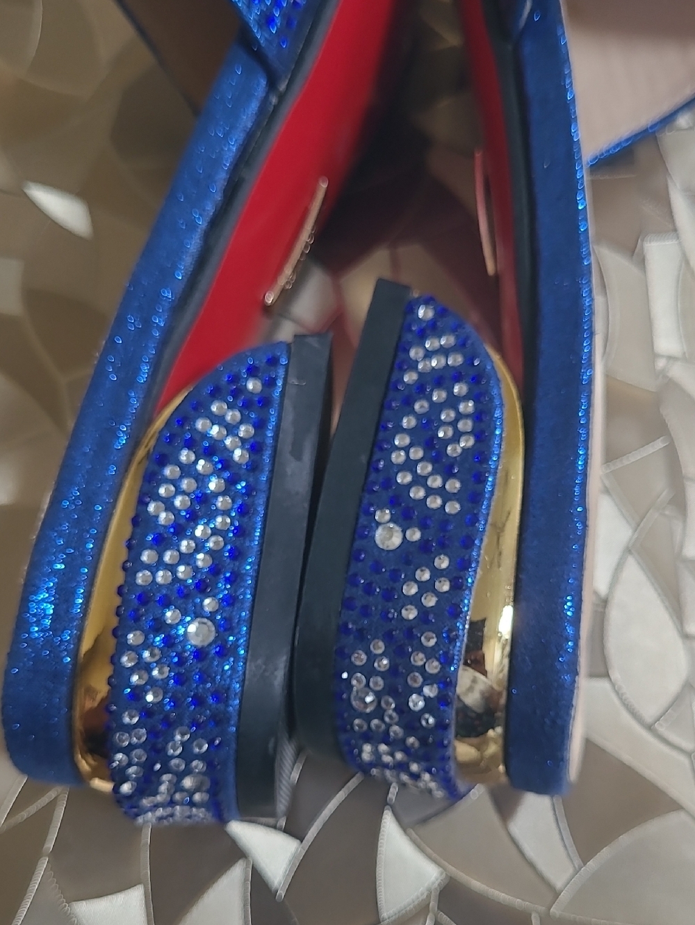 New Royal Blue Embellished Slide Sandals by - Picture 7 of 7